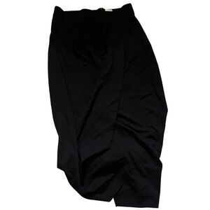 Iris & Ink Asymmetrical Midi Pencil Skirt Viscose Blend Women Black US 6